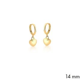 BRINCO BAN. DOURADO LISO CORACAO PENDULO ARGOLA 14MM