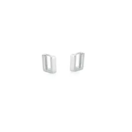 BRINCO PRATEADO LISO QUADRADO ARGOLA 10MM
