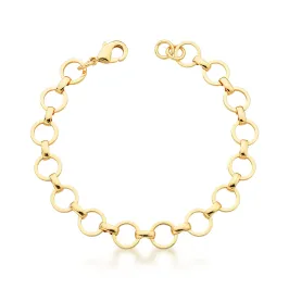 PULSEIRA BAN. DOURADO LISO ELO REDONDO INTERCALADO 17CM
