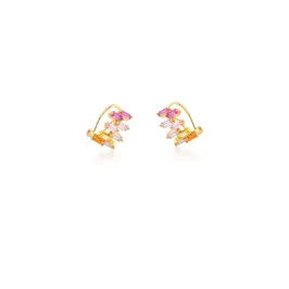 PIERCING BAN. DOURADO PEDRA MULTICOLOR RETANGULAR