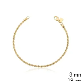 PULSEIRA CORDAO BAIANO 3MM BAN. DOURADO LISO