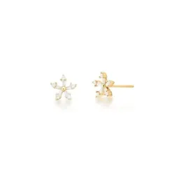 BRINCO BAN. DOURADO PEDRA BRANCA REDONDO/FLOR 12MM