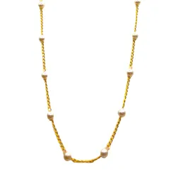 COLAR FOL. DOURADO LISO PEROLA DISPERSA 5MM 80CM
