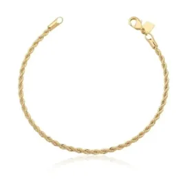 PULSEIRA CORDAO BAIANO 3MM BAN. DOURADO LISO 18CM