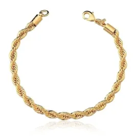 PULSEIRA CORDAO BAIANO 4MM BAN. DOURADO LISO 18CM