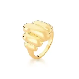 ANEL BAN. DOURADO LISO FEIJAO OVAL