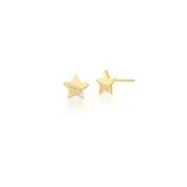 BRINCO BAN. DOURADO CRAV. ZIRC BRANCA ESTRELA 9MM