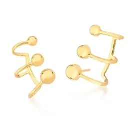 BRINCO BAN. DOURADO LISO 3 VOLTAS EAR CUFF 3 BOLA