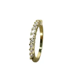 ANEL BAN. DOURADO CRAVEJADO C/ ZIRCONIA BRANCA.