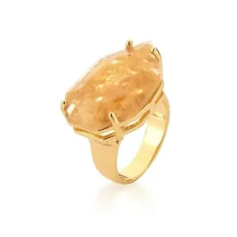 ANEL BAN. DOURADO PEDRA RUTILO GOTA FACETADA 25MM (CAT)
