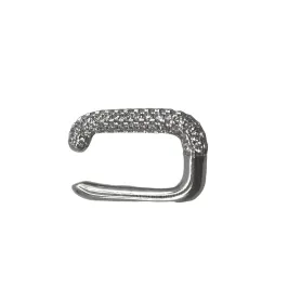 PIERCING PRATA C/ UM LADO CRAVEJADO ZIRCONIA BRANCA