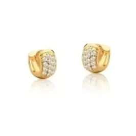 BRINCO BAN. DOURADO CRAV. ZIRC BRANCA 3 COLUNA ARGOLA 10MM