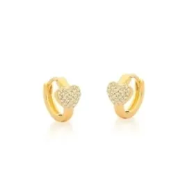 BRINCO BAN. DOURADO CRAV. ZIRC BRANCA CORACAO ARGOLA 14MM