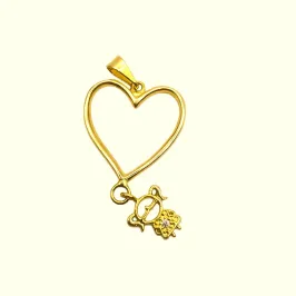 PINGENTE DOURADO CORAÇAO 1 MENINA
