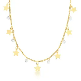 CHOKER E PINGENTE ESTRELAS LISAS E PONTOS DE LUZ 