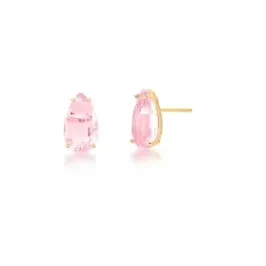 BRINCO  PEDRA ROSA CLARO GOTA 