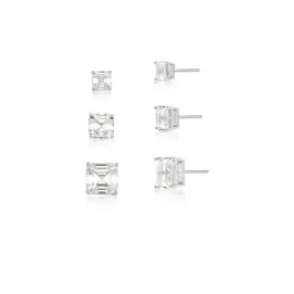 BRINCO TRIO BAN. A RODIO PEDRA BRANCA QUADRADO 6/8/10MM