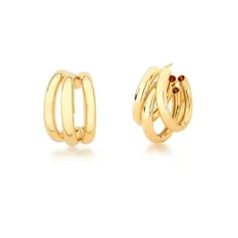BRINCO MEIA ARGOLA LISO 3 VOLTAS 25MM BAN. DOURADO