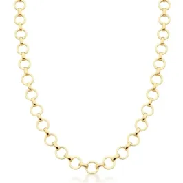 CORRENTE BAN. DOURADO LISO ELO REDONDO INTERCALADO 45CM