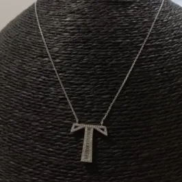 CORRENTE PRATA COM LETRA T 45+5 CM