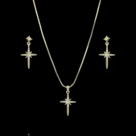 CONJUNTO DOURADO CRUZ C 9 ZIRC