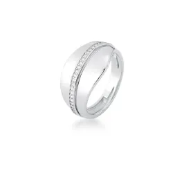 ANEL CURVO E CRAVEJADO DE ZIRCÔNIAS PRATA RODINADA