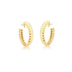 BRINCO BAN. DOURADO LISO TRANCADO FEIJAO MEIA ARGOLA 29MM