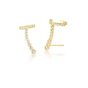 BRINCO BAN. DOURADO PEDRA BRANCA EAR CUFF REDONDO