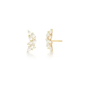 BRINCO EAR CUFF BAN. DOURADO PEDRA BRANCA REDONDO/GOTA