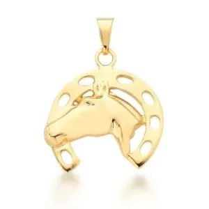 PINGENTE BAN. DOURADO LISO FERRADURA VAZADO CAVALO 22MM
