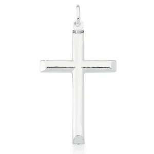 PINGENTE PRATEADO LISO IMAGEM CRUZ 44X26MM