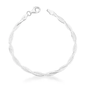 PULSEIRA LAMINADA TRANCADA 2 FIOS PRATEADO LISO  18CM