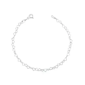 PULSEIRA PRATEADO LISO CORACAO VAZADO 18CM