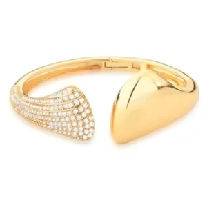 BRACELETE BAN. DOURADO CRAV. ZIRC BRANCA 10 COLUNAS CURVO