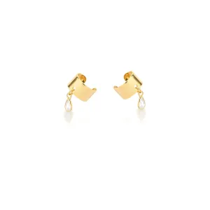 PIERCING BAN. DOURADO PEDRA BRANCA PENDULO REDONDO 6MM