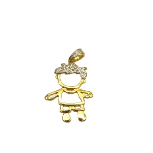 PINGENTE BAN. DOURADO MENINO CABELO CRAVEJADO ZIRCONIA