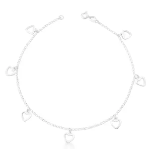 TORNOZELEIRA PRATEADO LISO 7 PING. CORACAO VAZADO 23CM