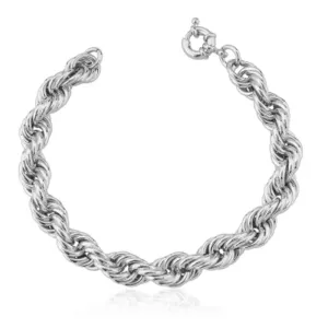 PULSEIRA CORDAO BAIANO LISO 10MM BAN. A RODIO /TAM. 18