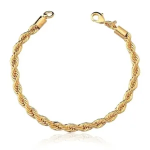 PULSEIRA CORDAO BAIANO 4MM BAN. DOURADO LISO 18CM