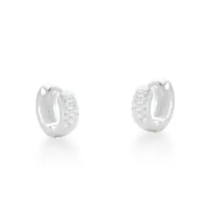 BRINCO PRATEADO CRAV. ZIRC BRANCA 3 COLUNAS ARGOLA 10MM