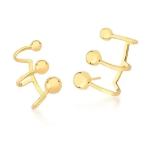 BRINCO BAN. DOURADO LISO 3 VOLTAS EAR CUFF 3 BOLA