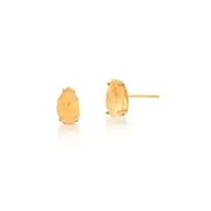 BRINCO BAN. DOURADO PEDRA RUTILO GOTA FACETADA 13X8MM (CAT)