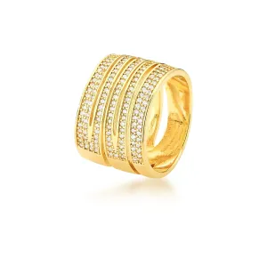 ANEL BAN. DOURADO C/ 7 LINHAS CRAVEJADOS ZIRCONIA