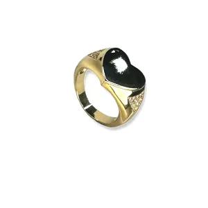 ANEL BAN. DOURADO CORAÇÃO CRAVEJADO ZIRC. LATERAL