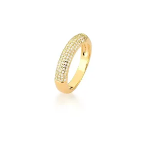 ANEL BAN. DOURADO CRAV. ZIRC BRANCA 3 LINHA 3MM
