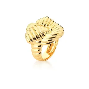 ANEL BAN. DOURADO LISO TRABALHADO CURVO TRANCADO