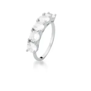 ANEL PRATEADO 5 PEDRA REDONDO 4MM PRATEADO /BRANCO CRISTAL