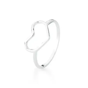 ANEL PRATEADO LISO VAZADO CORACAO 9MM