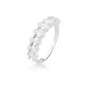 ANEL PRATEADO PEDRA BRANCA 8 OVAL 5MM