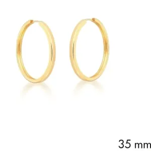 BRINCO BAN. DOURADO LISO FIO QUADRADO ARGOLA 35MM